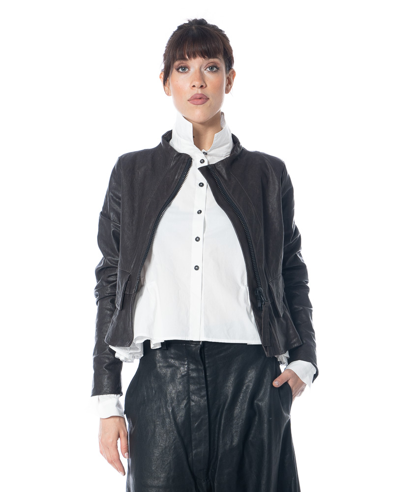RUNDHOLZ, soft Leather Peplum Jacket | NOBANANAS