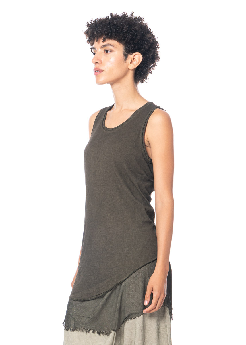 RUNDHOLZ DIP, Finest Ribbed Cotton Tank Top with Layered Look