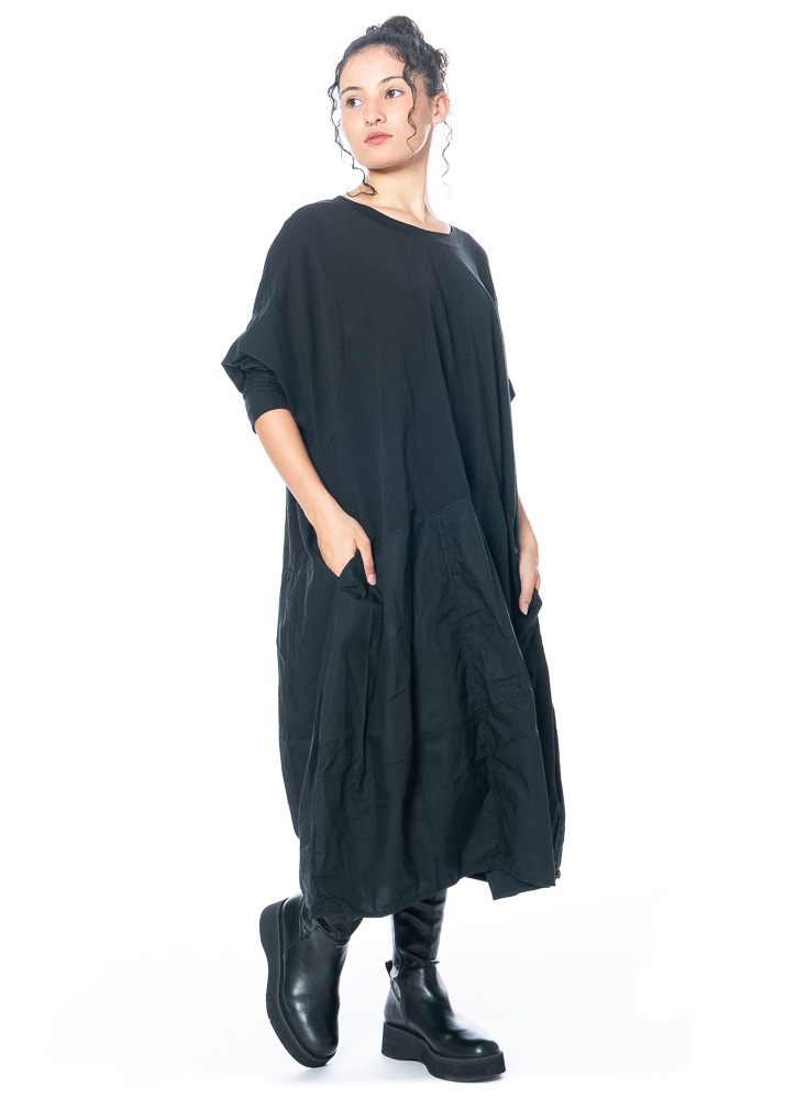 RUNDHOLZ BLACK LABEL, cotton dress in wide O-shape | NOBANANAS