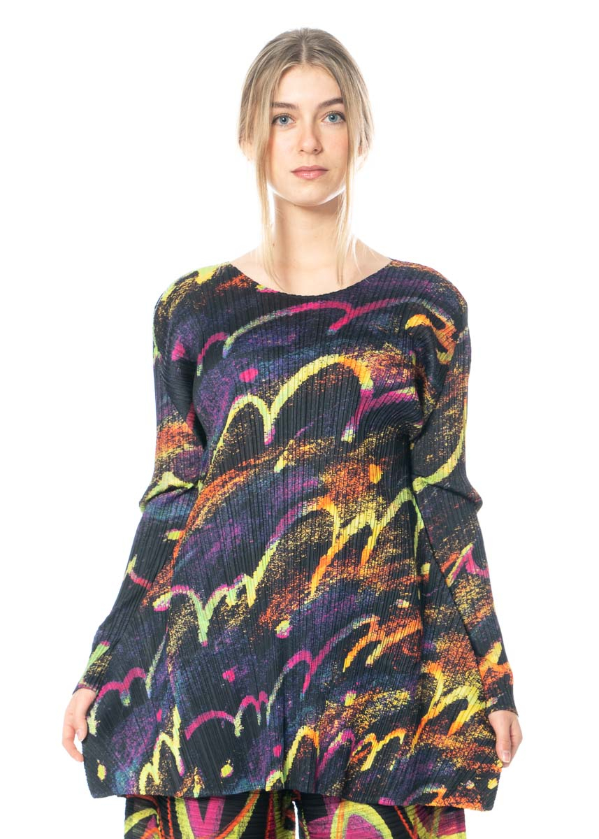 PLEATS PLEASE ISSEY MIYAKE, JUMP & TURN Tunic with Colorful Print