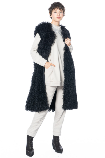 KEDZIOREK, long stylish waistcoat made of faux fur 5101