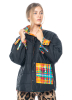 JOSHUAS, colorful plaid flannel puffer with pockets with smiley