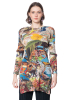 PLEATS PLEASE ISSEY MIYAKE, long tunic with pleated fabric and side slits AURORA JUNGLE