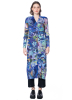 PLEATS PLEASE ISSEY MIYAKE, long colorful coat to button up AURORA JUNGLE blue