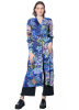 PLEATS PLEASE ISSEY MIYAKE, long colorful coat to button up AURORA JUNGLE blue