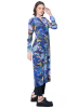 PLEATS PLEASE ISSEY MIYAKE, long colorful coat to button up AURORA JUNGLE blue