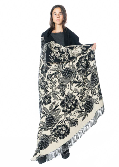 RUNDHOLZ, knit scarf with floral pattern 2241041401