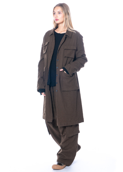 RUNDHOLZ DIP, long wool coat with front patch pockets 2232191204