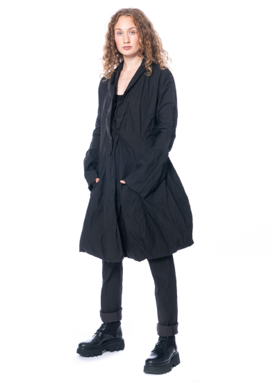 RUNDHOLZ DIP, waisted cotton stretch coat with shawl collar 2232391206