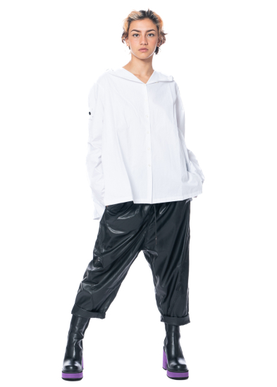 PLUSLAVIE PLÜ, lässige Bluse mit Kapuze A PLEATED BLOUSE