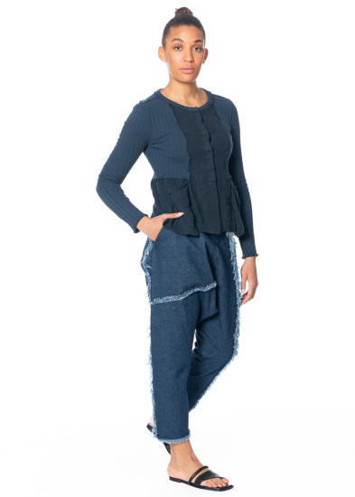 KEDZIOREK, linen pants in jeans-style 5267