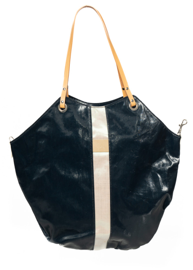 JACK GOMME, shiny coated linen shoulder bag FLORES 