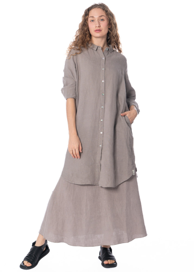 HENRY CHRIST, langes Blusenkleid aus Leinen
