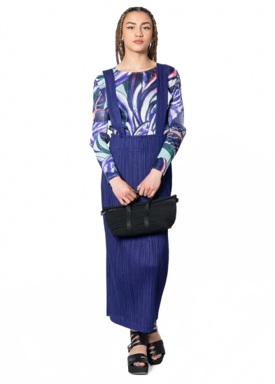 PLEATS PLEASE ISSEY MIYAKE, Trägerrock THICKER BOTTOMS 2 in Blue Purple